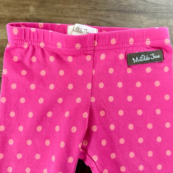 Matilda Jane Happy & Free Pink Polka Dot Knit Blintzes Scrappy Leggings Pants - Picture 3 of 7